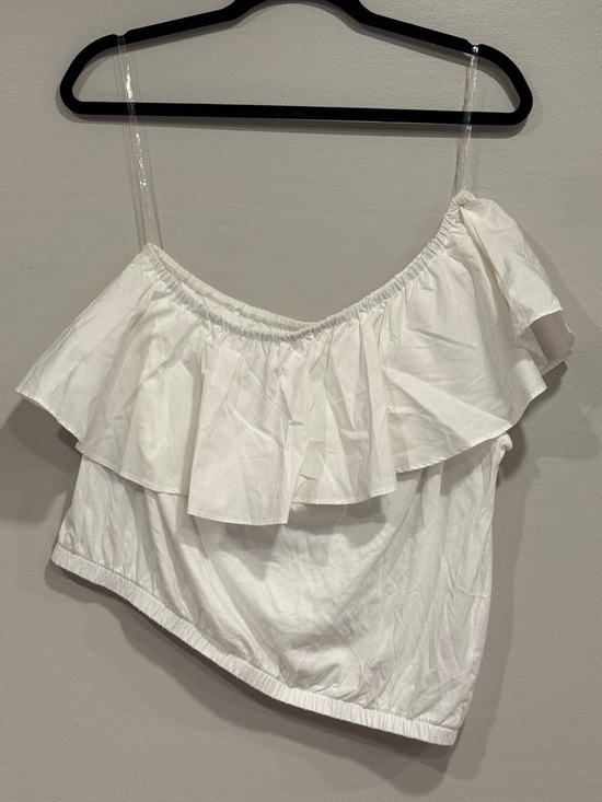 a new day Tops - A New Day Women's Asymmetrical One Shoulder Ruffle White Top Women's Medium